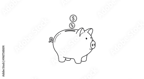 Minimalist Line Art Depiction of a Pigs Rear with Curly Tail
