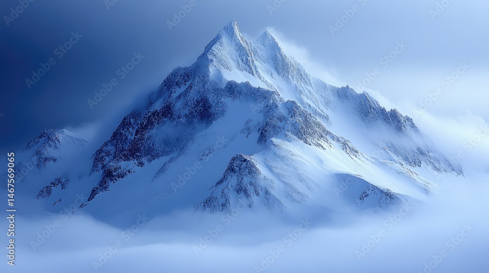 Snowy Mountain Peak with Dramatic Clouds. Snowy Mountain Peak with Dramatic Clouds.