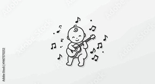 Scattered whimsical black musical notes and symbols on a transparent backdrop