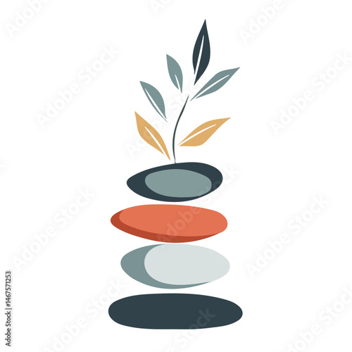 Mindfulness Flat vector, minimalist design, isolated on a white background.