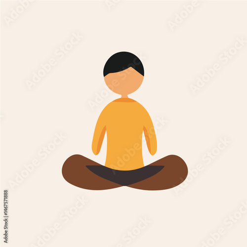 Flat vector Lotus Position, minimalist design, isolated on a white background.