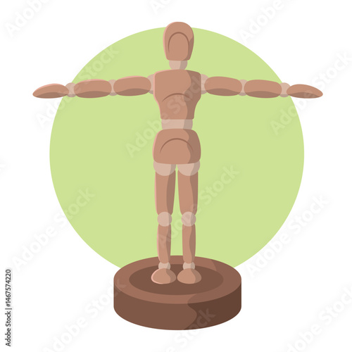 Wooden mannequin pose. Vector
