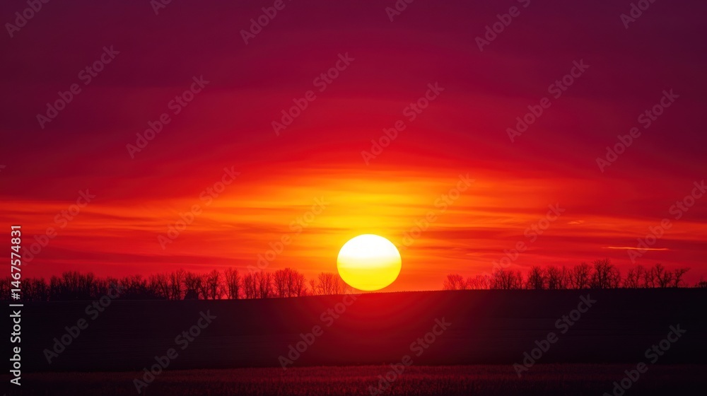 Vibrant sunset over fields Vibrant sunset over fields