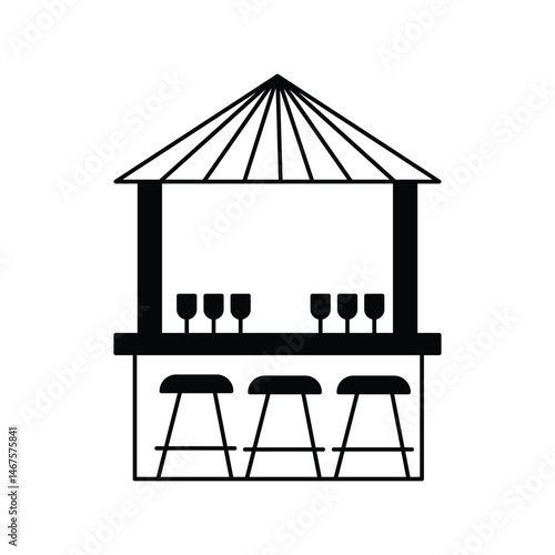 beach bar glyph icon with white background vector stock illustration