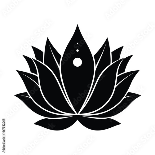 Elegant black and white illustration of a lotus flower a symbol of purity and spiritual enlightenment on a plain white background