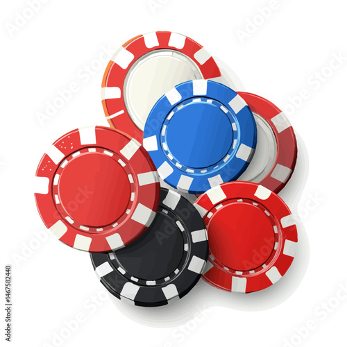 Flat vector Poker Chips, minimalist design, isolated on a white background.