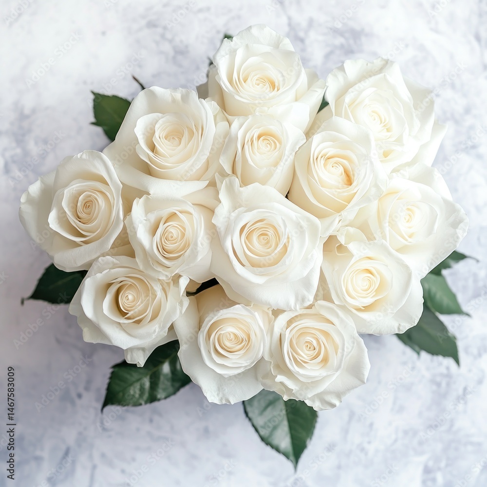 Obraz premium Fresh white roses bouquet