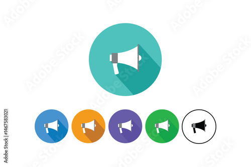 Flat Megaphone Icons for Campaigns, flat megaphone icon, public announcement icon, marketing campaign icon