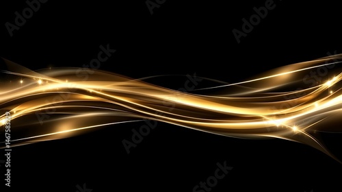 Abstract gold waves on black background (5)
