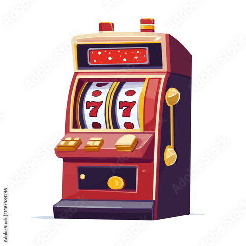 Flat vector Slot Machine, minimalist design, isolated on a white background.