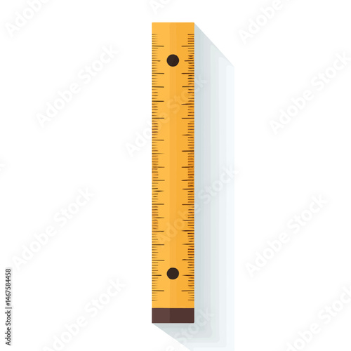 Flat vector School Ruler, minimalist design, isolated on a white background.