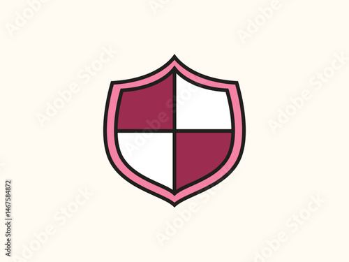 Flat style antivirus icon featuring a shield and virus symbol