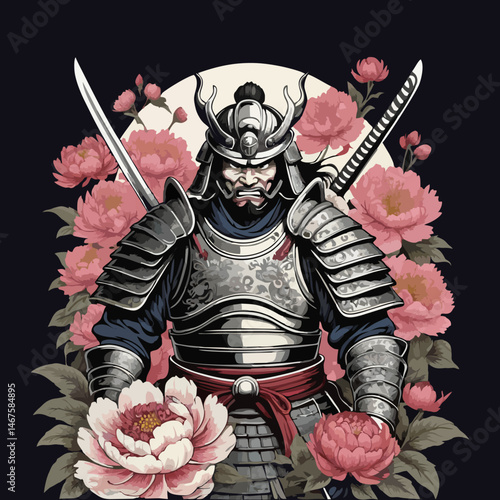 Japanese style demon mask vector with cultural and mythological references ideal for warrior character illustration traditional tattoo concepts and folklore graphics