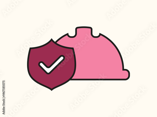 Flat style hard hat icon symbolizing safety and construction