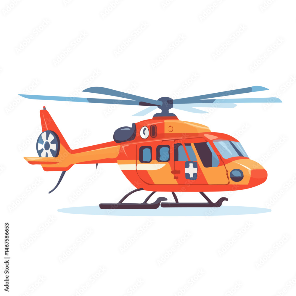 Rescue Helicopter Flat vector, minimalist design, isolated on a white background. Rescue Helicopter Flat vector, minimalist design, isolated on a white background.