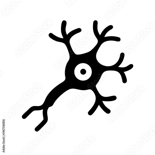 neuron d short axon ends silhouette on transparent background for web and graphic design
