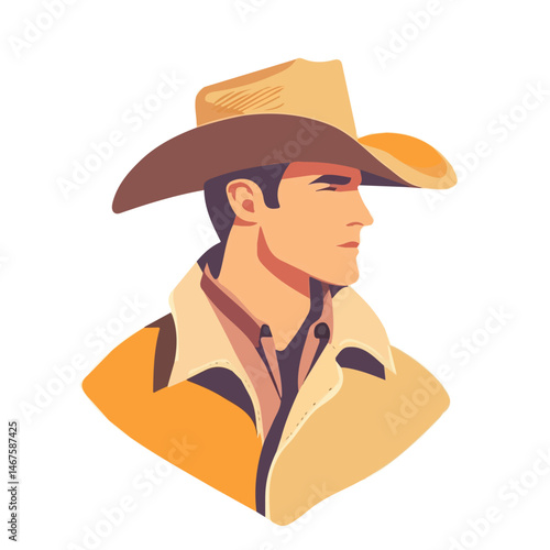 Flat vector Rancher, minimalist design, isolated on a white background.