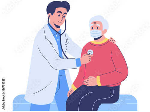 Doctor checking Patient using Stethoscope