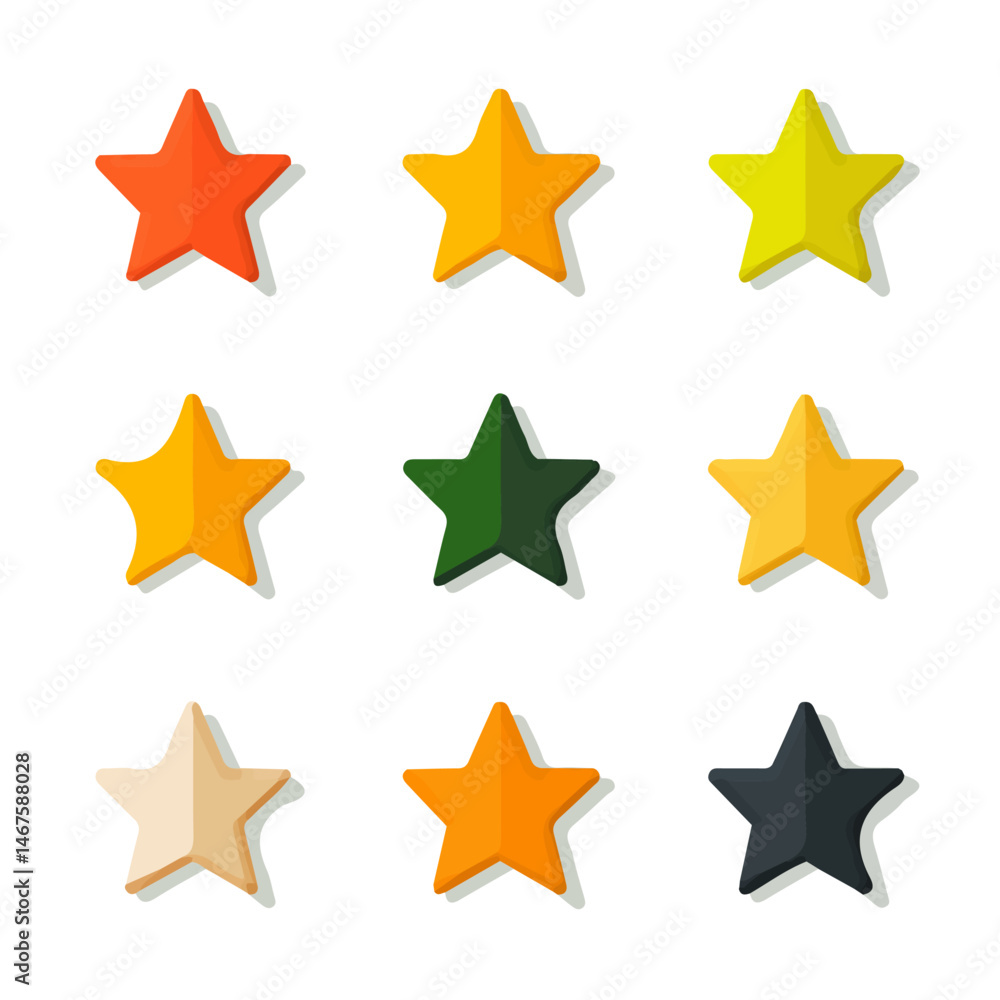 Flat vector Rating Stars, minimalist design, isolated on a white background. Flat vector Rating Stars, minimalist design, isolated on a white background.