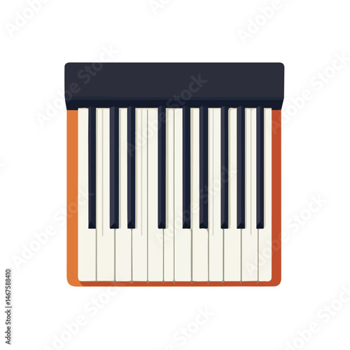 Flat vector Piano Keyboard, minimalist design, isolated on a white background.