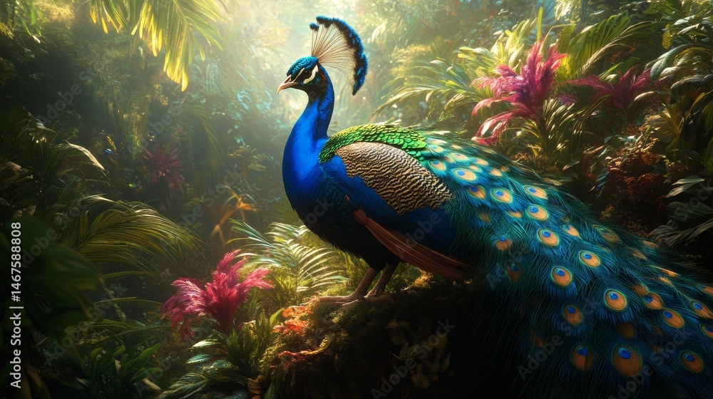 Fototapeta premium Peacock in the jungle