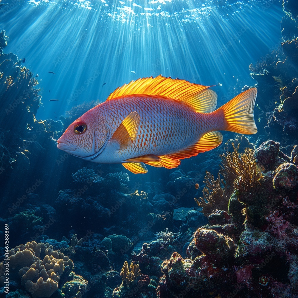 Fototapeta premium Ocean Reef Fish Swimming Underwater