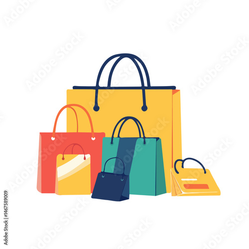 Flat vector Online Shopping, minimalist design, isolated on a white background.