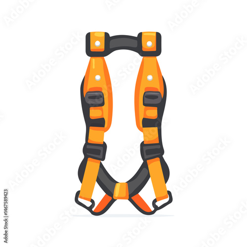 Flat vector Rock Climbing Harness, minimalist design, isolated on a white background.