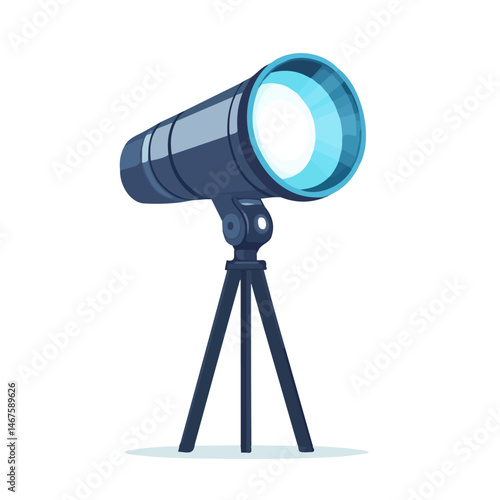 Searchlight Flat vector, minimalist design, isolated on a white background.