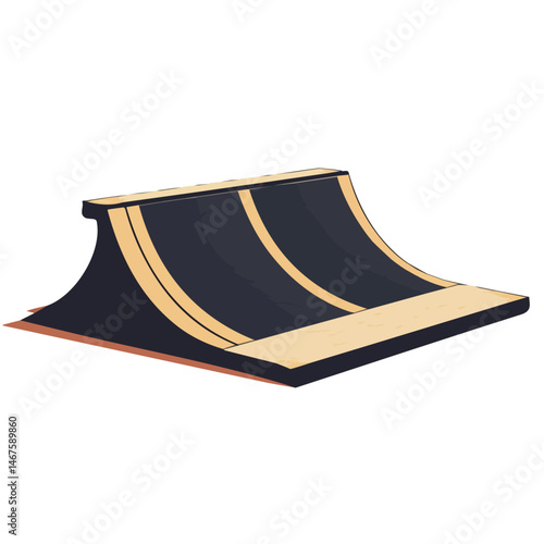 Skate Ramp Flat vector, minimalist design, isolated on a white background.