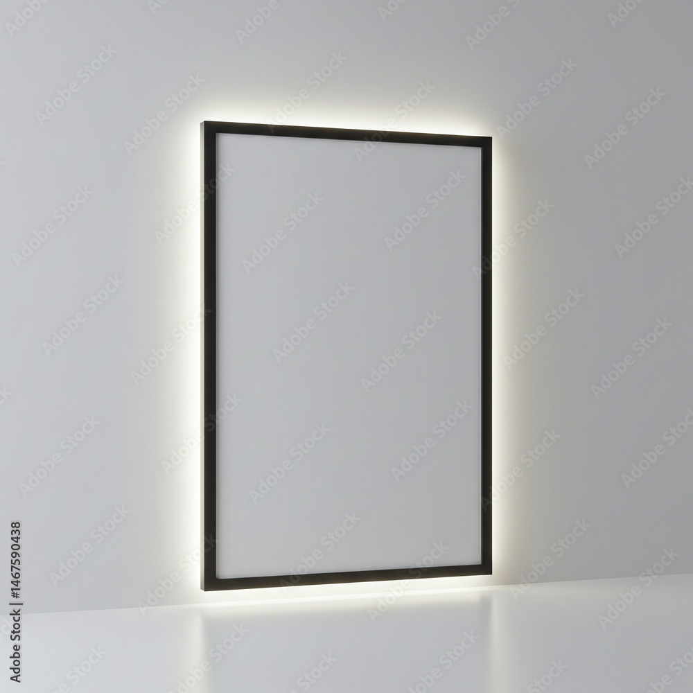 Framed Black Border White Panel Mockup with Slim Profile Framed Black Border White Panel Mockup with Slim Profile