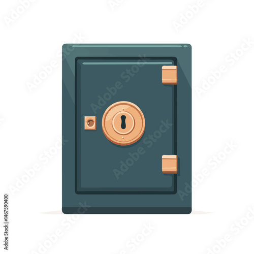 Safe Box Flat vector, minimalist design, isolated on a white background.