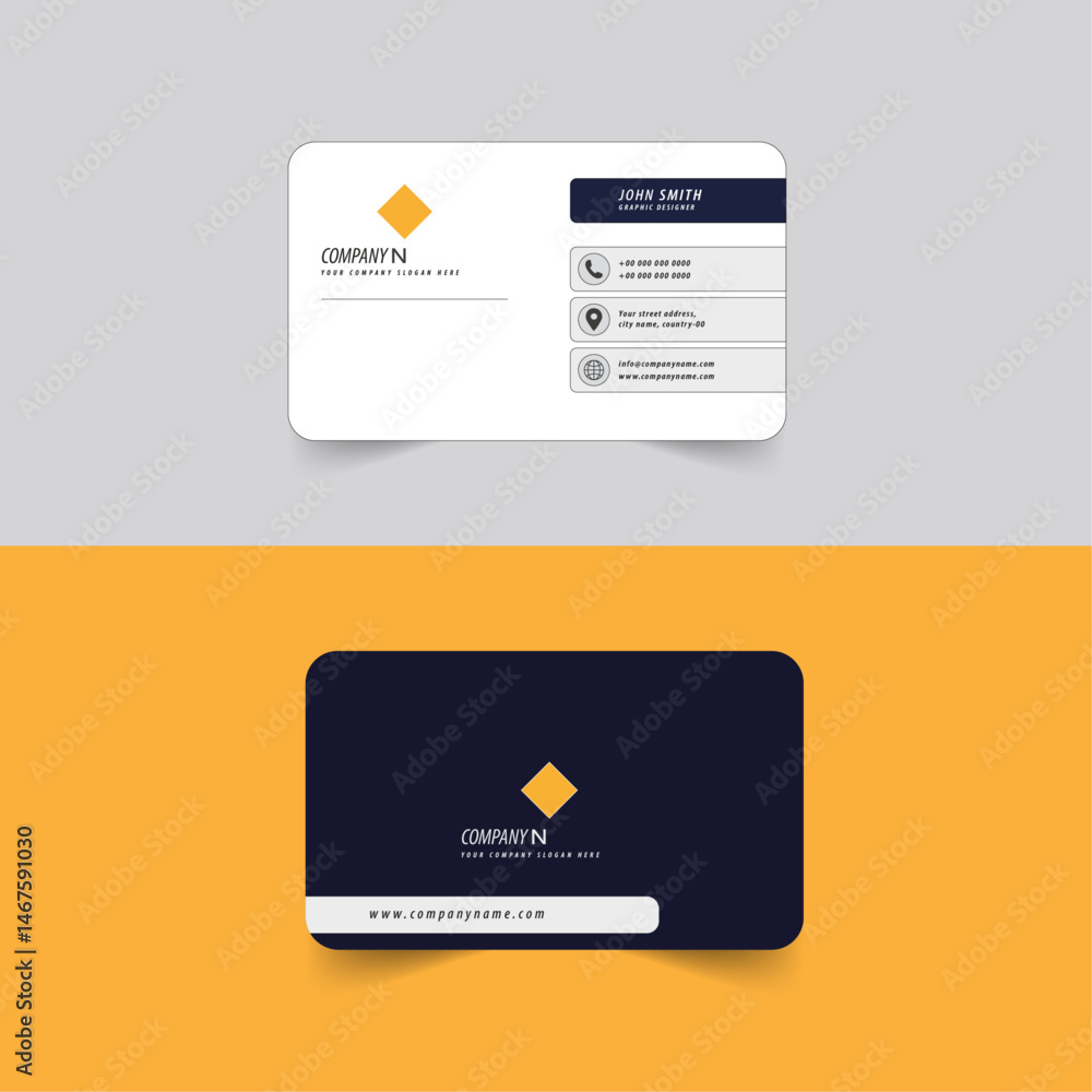 Fototapeta premium Double sided business card layout, Horizontal and vertical layout,clean and professional business card design template, visiting card