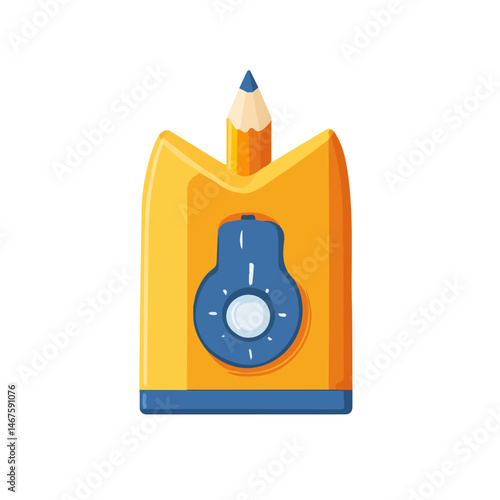 Flat vector Pencil Sharpener, minimalist design, isolated on a white background.