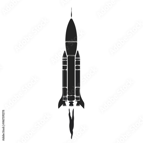 Flat vector Rocket Launch, minimalist design, isolated on a white background.
