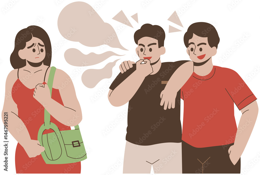 Fototapeta premium Catcalling Harassment Illustration