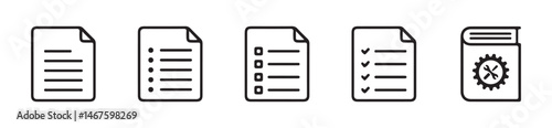 Document icon set. Document, file, notepad, accept, form sign, Invoice payment icon pack. vector illustration eps
