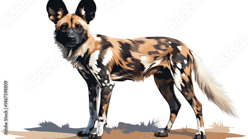 Professional Creative Cartoon Vector Illustration of African Wild Dog