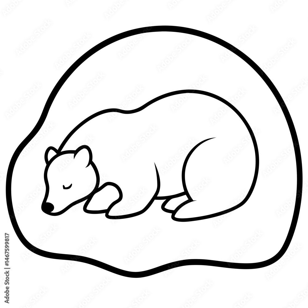 Obraz premium Sleeping bear outline simple silhouette vector illustration