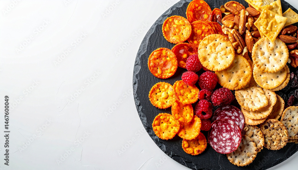 Fototapeta premium Tasty snack platter home kitchen food photography bright lighting top view gourmet delight
