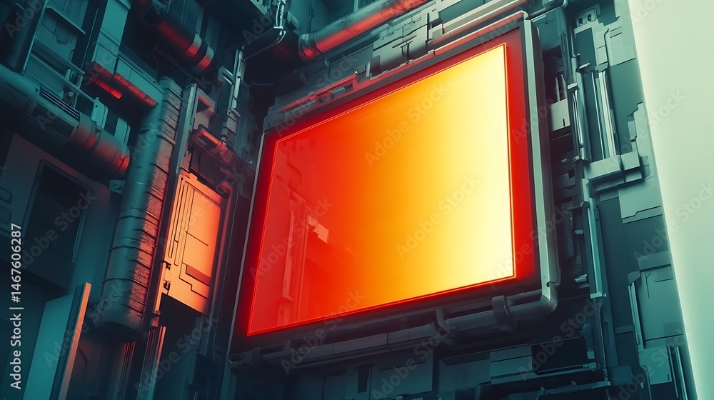 Fototapeta premium Futuristic display embedded in complex machinery