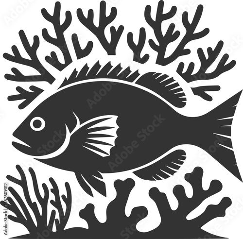 Grunt fish vector silhouette