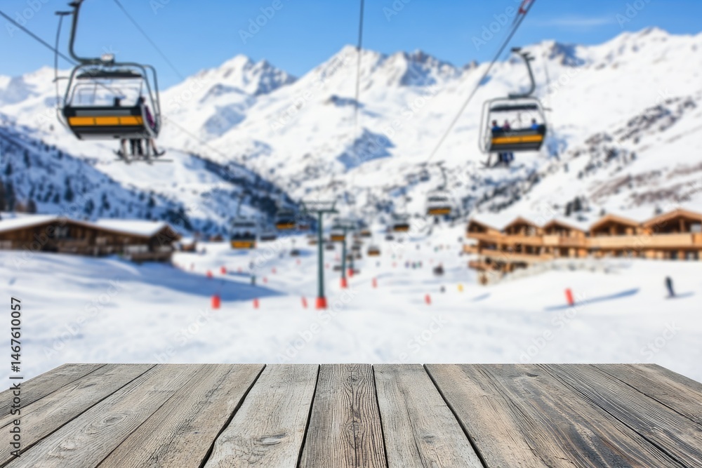 Snowy mountain resort with ski lifts Snowy mountain resort with ski lifts