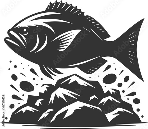 Grunt fish vector silhouette