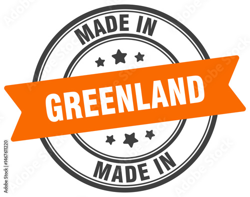 Made in Greenland round sign. Made in Greenland stamp.