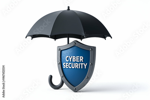 Obraz na płótnie A modern symbol of cyber security featuring a protective umbrella and a shield w salonie