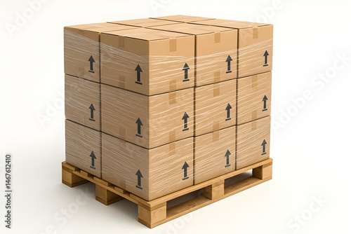 Obraz na płótnie A neatly stacked pallet of cardboard boxes ready for shipping w salonie