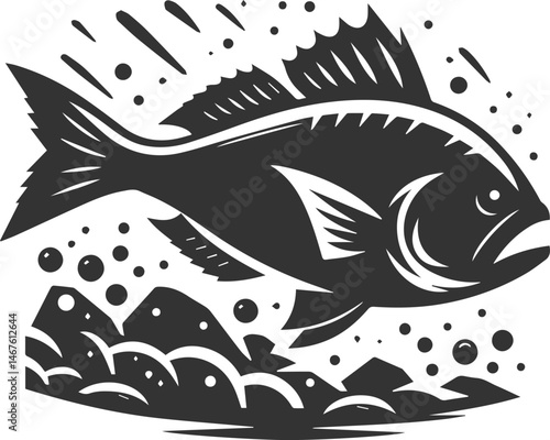 Grunt fish vector silhouette