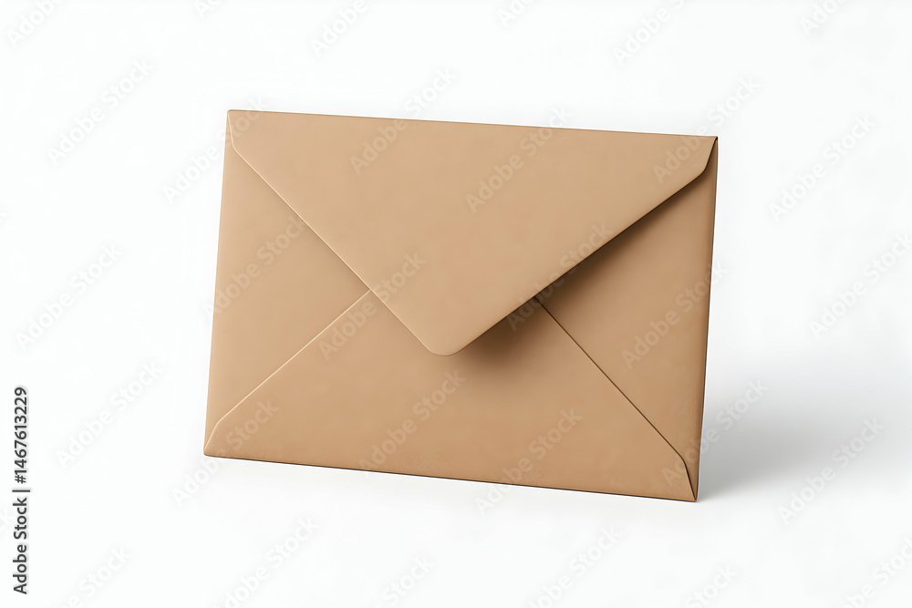 A simple, elegant brown envelope is displayed on a clean, white background. It symbolizes communication, professionalism, and can be used for various business correspondence.
