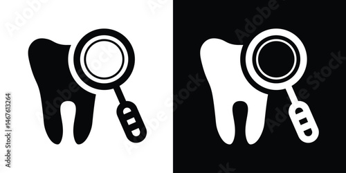 Dental health icon vector with medical cross symbol on tooth silhouette. Black and white tooth care logo design for dentist, dental clinic, or oral health services. Suitable for healthcare branding 